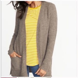 Old Navy Longline Open Front Cardigan in Mushroom Tan Womens XL Cozy Sweater